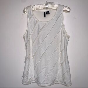 New Directions White Textured Tank Top X-Large